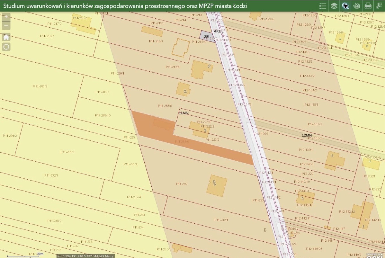 Mapa miejska z numerami działek 283/5, 283/6, 283/8 i 283/10 oraz oznaczeniem 11MN przy ulicy Stare Złotno